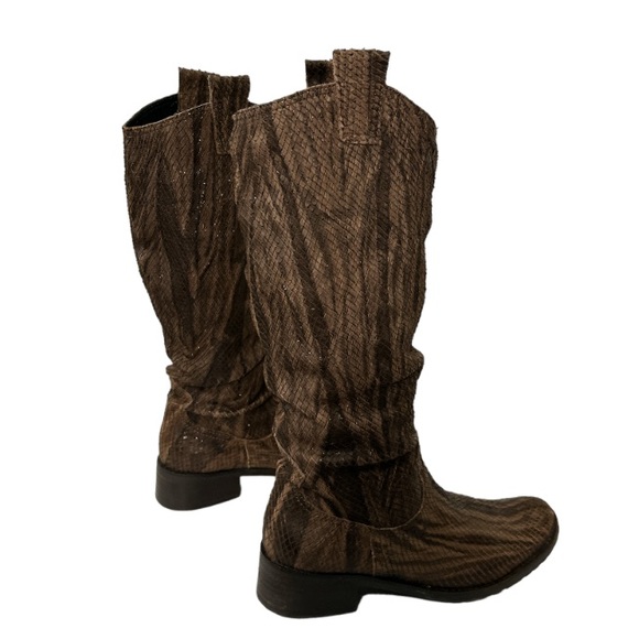 Fiorangelo Boots Italian Snakeskin Leather Brown Handcrafted W Shimmer size 6 - Picture 3 of 17